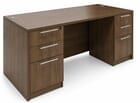 Modern Walnut Rectangular Managers Desk w/6 Drawers