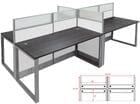 48&quotH TrendSpaces White Laminate 4-Person Cluster Washable Cubicle w/Glass