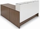 Emerge Glass Top L-Shaped Reception Desk w/Drawers & LED Light - 66&quotW x 79&quotD