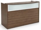 Rectangular Modern Walnut Reception Desk w/Frosted Glass Panel