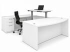 White Electric Lift Adjustable Bridge  U-Desk 