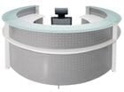White Semi-Circular Glass Top Reception Desk