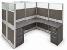 12'W x 6'D x 67&quotH Premium Series Complete 2-Person L-Shaped Lateral Add-On Office Cubicles w/Files