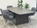8' Charcoal Boat Shaped Table w/ 4 Vintage Gray Swivel Chairs Set