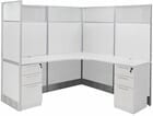 72&quot x 72&quot x 67&quotH White Laminate Washable L-Shaped Office w/Files - Add-On Unit