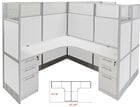 12'W x 6'D x 67&quotH White Washable Laminate Complete 2-Person L-Shaped Office Cubicles w/Files