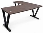 71&quot Columbia Walnut Steel V-Leg Rectangular Executive Front L-Shaped Desk
