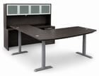 Bow Front U-Desk with Hutch and Height Adjustable L-Surface