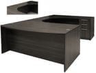 Charcoal Woodgrain Laminate Conference U-Shaped Workstation w/Curved Bridge