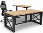 Xdustrial Series 71&quotW x 84&quotD Solid Hardwood Black Metal Frame L-Shaped Desk w/Electric Lift Return