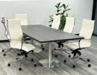 8'x4' Charcoal Rectangular Conference Table w/Ivory Modern Classic Leather Chairs