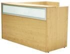 Maple L-Shaped Reception Desk w/Frosted Glass Panel