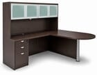 Mocha Peninsula L-Shaped Desk w/Hutch