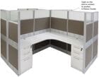 12'W x 12'D x 67&quotH Premium Series 4-Person Cluster Office Cubicle w/Files - Add On Workstation