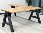 66" x 77" Solid Wood L-Shaped Desk with A-Frame Base