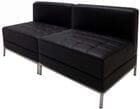 Black Tufted Modular 2-Seat Armless Loveseat