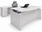 White Adjustable Height Bow Front U-Shaped Desk