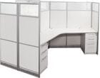 67&quotH White Laminate 3-Person Cubicle - 131" x 114" Starter Workstation