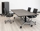 8' Folding Rectangular Conference table with Six Black Mesh Ergonomic Chairs Set