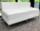 White Tufted Modular 2-Seat Armless Loveseat