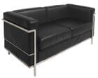 Modern Classic Leather Loveseat in Black or White