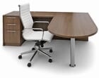 Modern Walnut Peninsula L-Shaped Desk