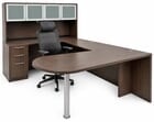 Modern Walnut Peninsula U-Desk w/Hutch