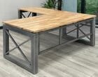 Xdustrial Series 71&quotW x 84&quotD Solid Wood and Raw Frame L-Shaped Desk