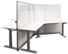 67&quotH White Laminate 3-Person Height Adjustable Cubicle Workstation