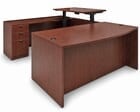  Cherry Electric Lift Adjustable Bridge U-Desk