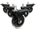 Upgrade Set of 5 3" Rubber In-Line Locking Office Chair Casters with 350 lb. Capacity
