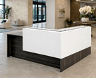Emerge L-Shaped Glass Top Reception Desk with ADA Surface