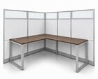 67&quotH TrendSpaces White Laminate L-Shaped Washable Cubicle w/Glass