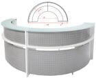 White 1/2 Round Glass Top Reception Desk