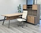 8'W Contrasts Rustic Executive L-Desk with Storage and Hutch