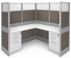 72&quot x 72&quot x 67&quotH Premium Series L-Shaped Cubicle w/Files - Starter Unit