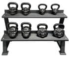 8-Piece Monkey Head Cast Iron Kettlebell Set w/ Storage Rack