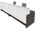 Emerge Glass Top 2-Person Reception Desk w/Drawers & LED Lights - 132&quotW