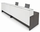 Emerge Glass Top 2-Person Reception Desk w/Drawers & LED Lights - 132&quotW