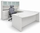 White U-Shaped Workstation w/Hutch