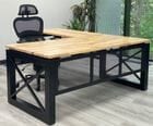 Xdustrial Series 71&quotW x 84&quotD Solid Wood Black Metal Frame L-Shaped Desk