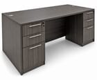 Charcoal Rectangular Executive Desk w/6 Drawers