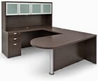 Mocha Peninsula U-Shaped Workstation w/Hutch