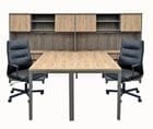 Contrasts Rustic 2-Person Workstation with Hutches - 10' x 6'
