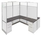 12'W x 12'D x 7'H White Laminate Washable Complete 4-Person Cluster Office Cubicle - Add-On Unit