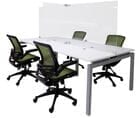 4-Person Benching Workstation with 32&quotH Clear Dividers - 48&quotx24" Worksurfaces