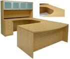 Maple Conference U-Shaped Workstation w/Hutch & Curved Bridge