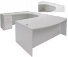 White U-Shaped Workstation w/Curved Bridge