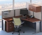 Office in an Hour Cubicles - L-Workstation w/Storage Accessories