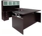Enclosed Straight Front U-Shaped Desk with Hutch and Height Adjustable L-Surface